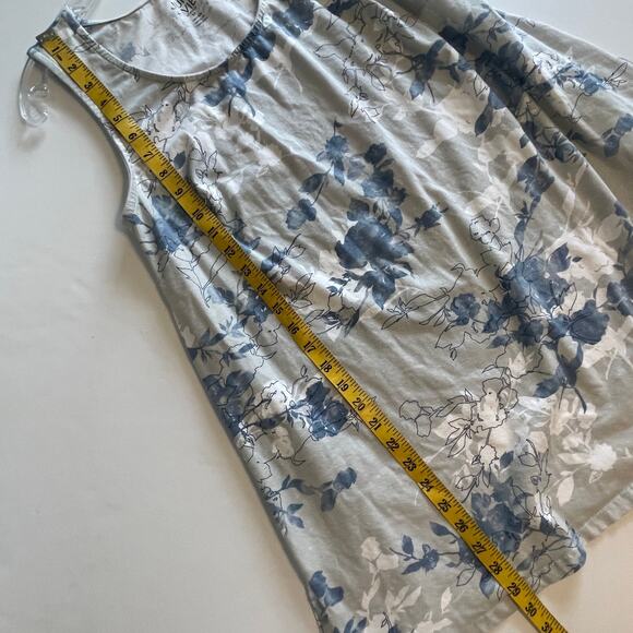June + Vie Floral Tank Womens Medium Gray Blue Cotton Casual Swing Top - Picture 7 of 7